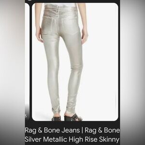Rag and Bone metallic silver high rise skinny jeans! Size 29
